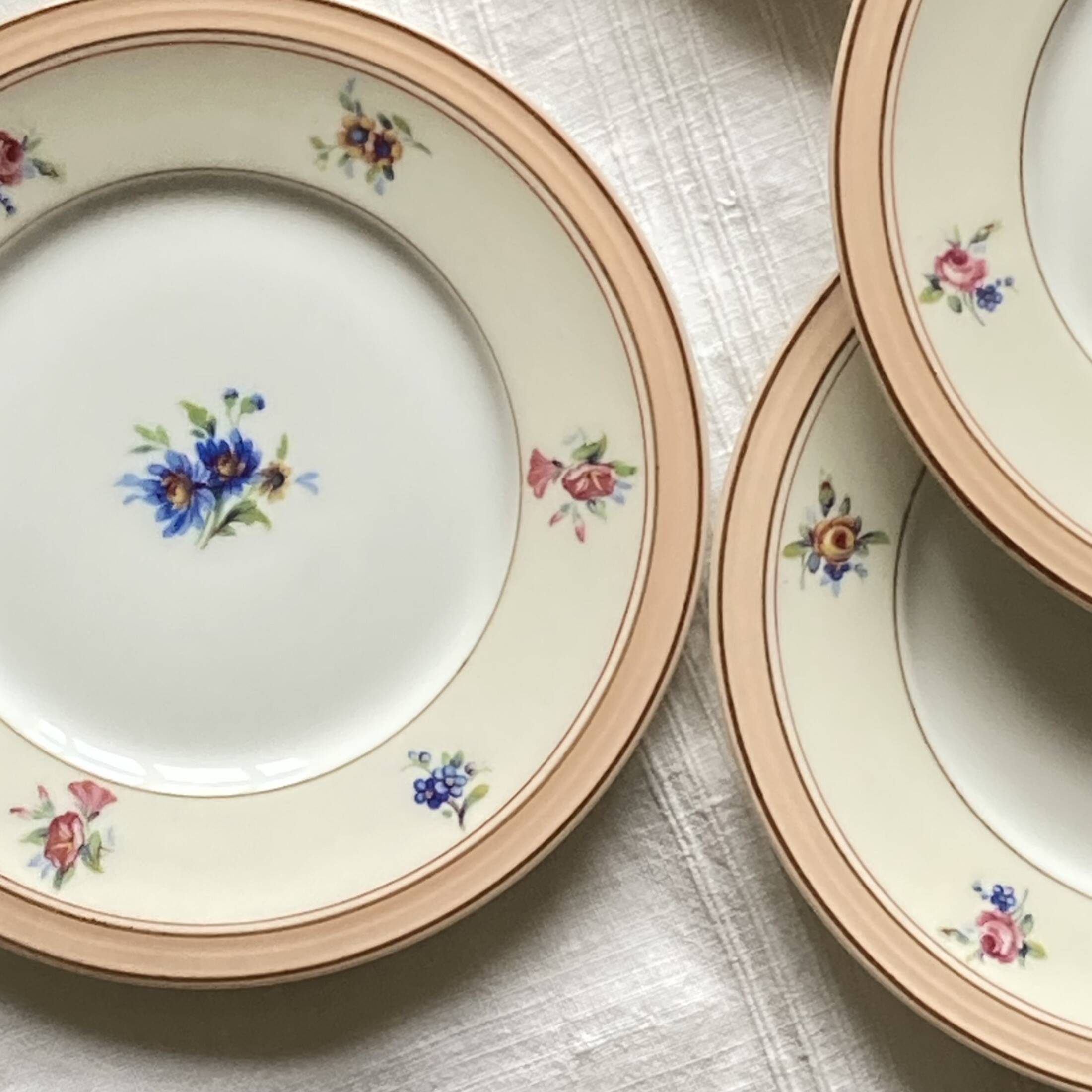 6 small dessert plates Limoges dessert flowers old porcelain Charles Ahrenfeldt