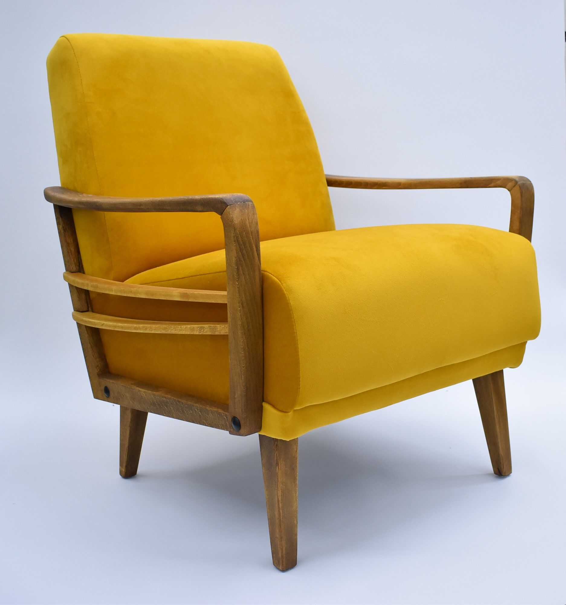 Yellow vintage armchair, Germany, 1960s, mustard velvet