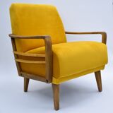 Yellow vintage armchair, Germany, 1960s, mustard velvet