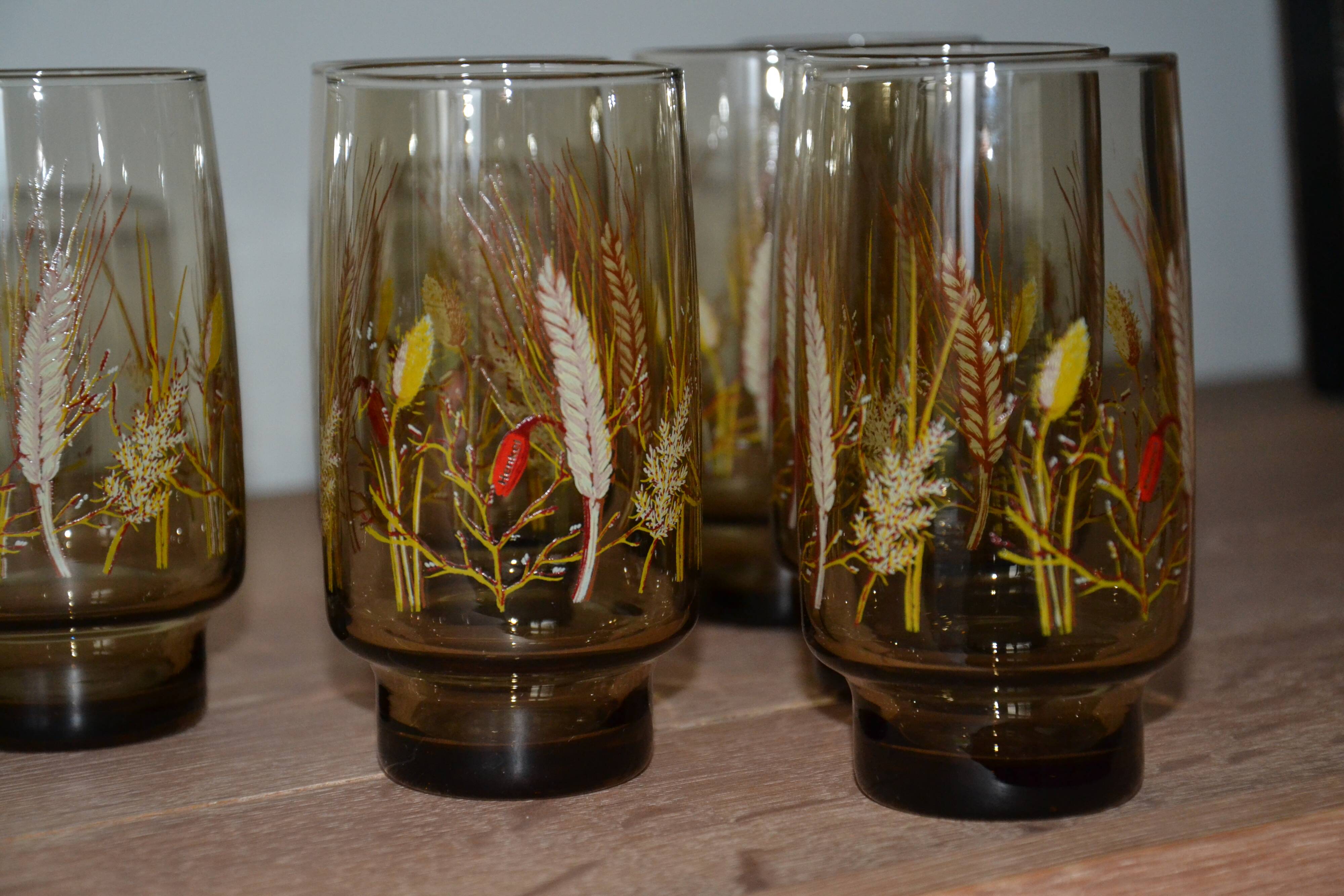 8 amber glasses from the 70s-80s.