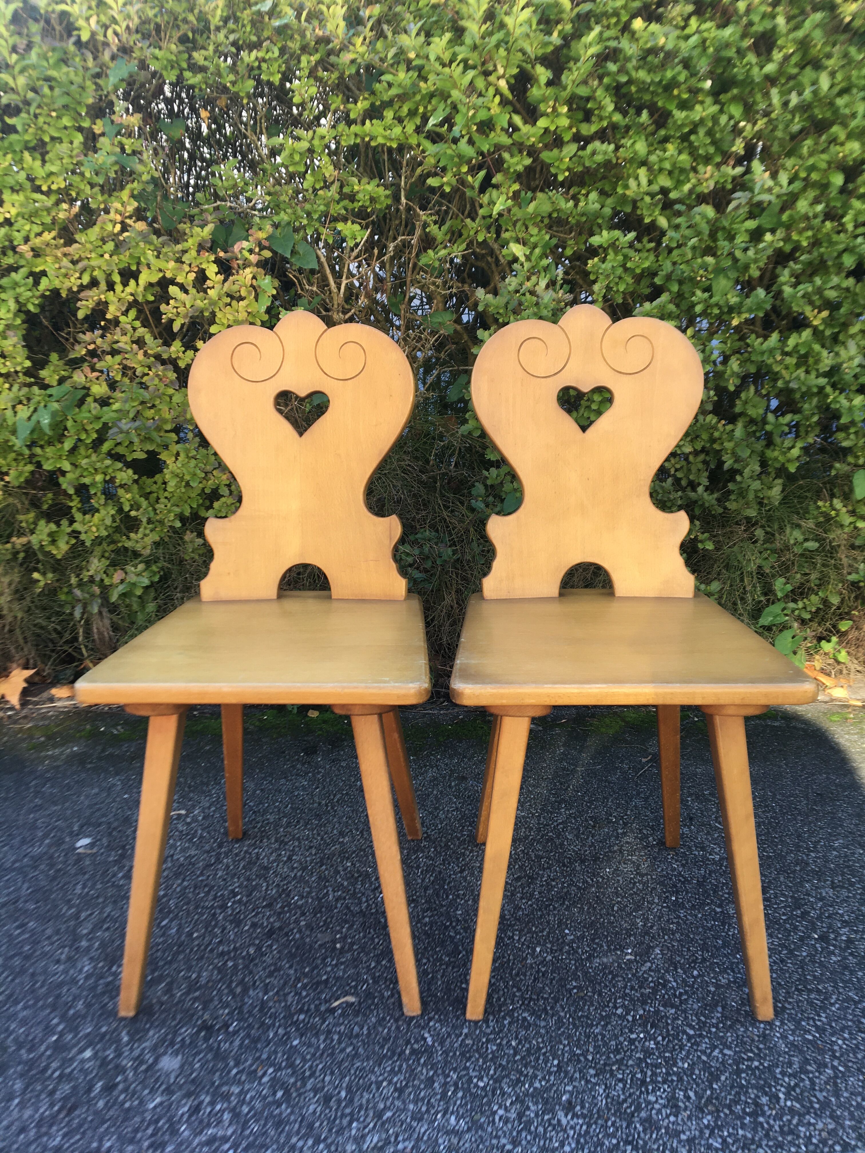 Pair of 70's light wood mountain chairs