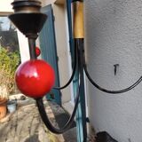 pair of vintage black metal chandeliers with red balls 1950/1970