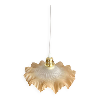 Vintage pendant light serrated opaline glass
