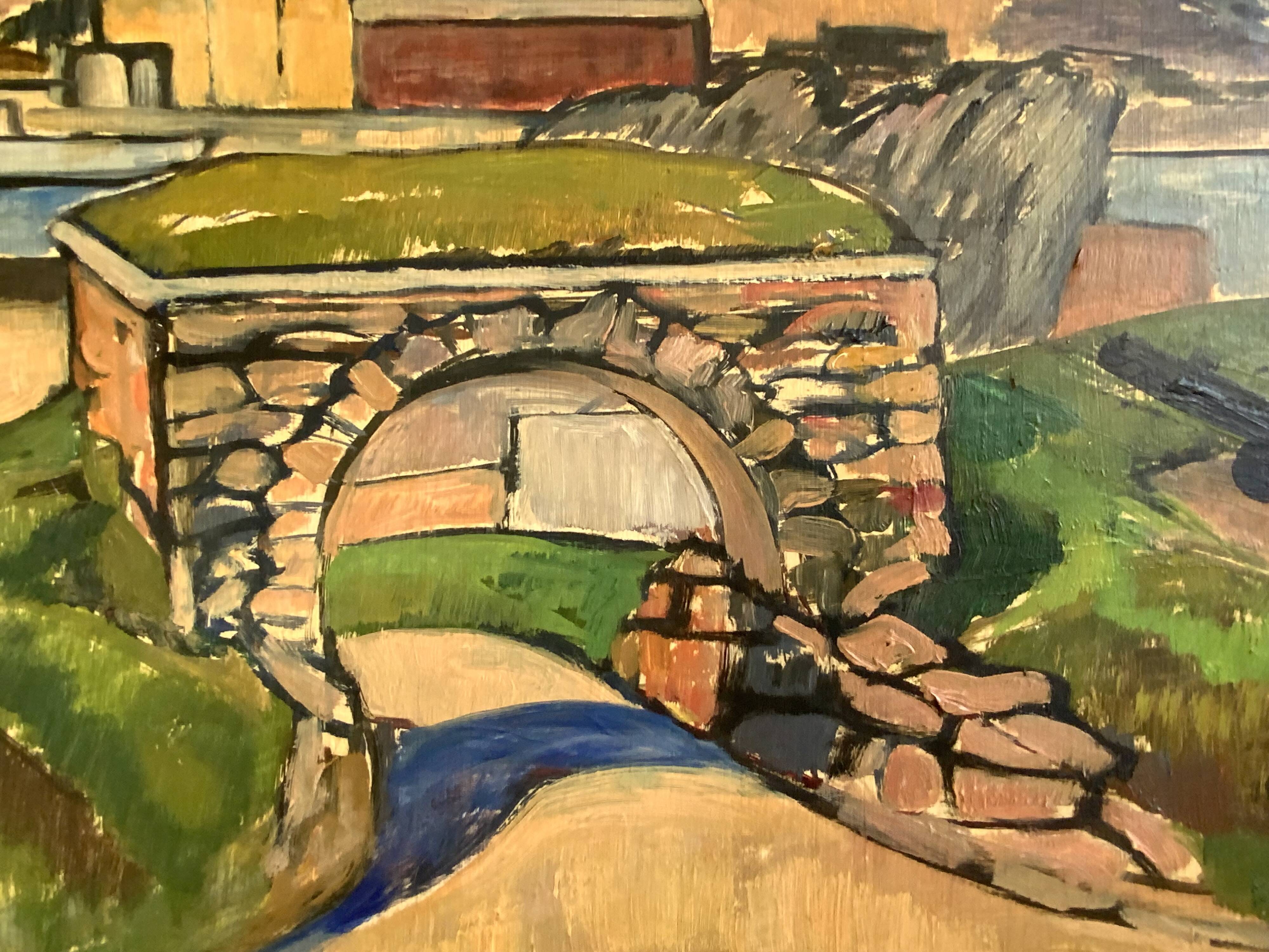 Vintage Oil Painting Landscape Fortification by Carsten Hvistendahl 1931