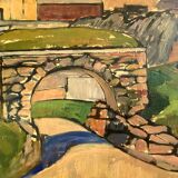 Vintage Oil Painting Landscape Fortification by Carsten Hvistendahl 1931
