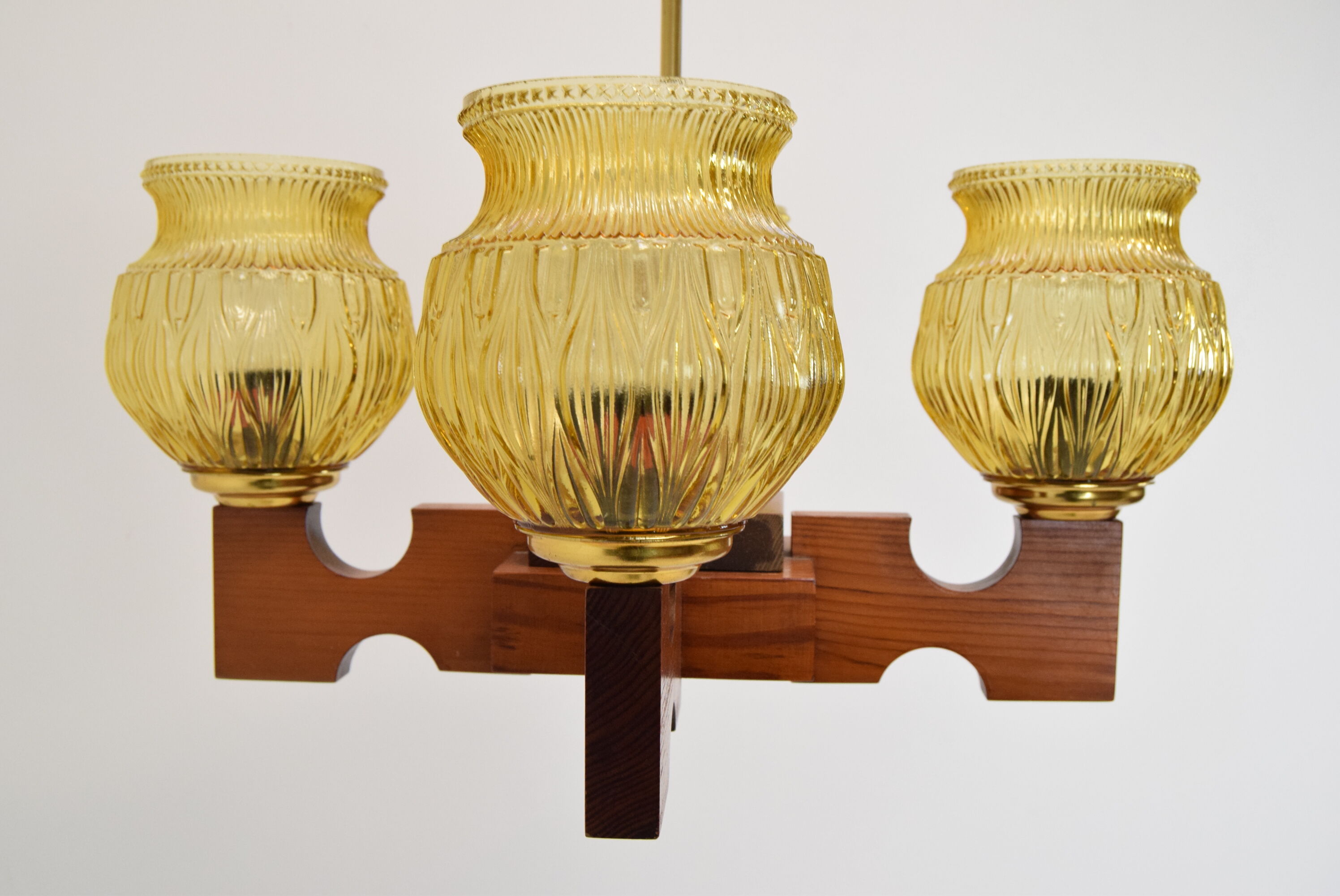 Mid-century Wood Chandelier,1980's.