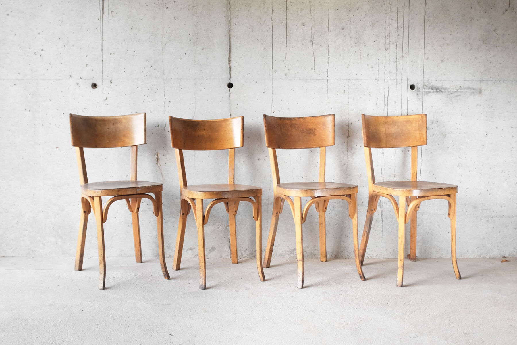 Set of 4 chairs Bistro Baumann 1950