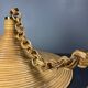 Mid-Century Italian witch hat pencil reed rattan bamboo and brass pendant