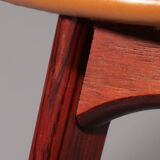 Tabouret de bar danois moderne modèle OD-61 en cuir et bois par Erik Buch pour Oddense Møbelfabrik, 1964