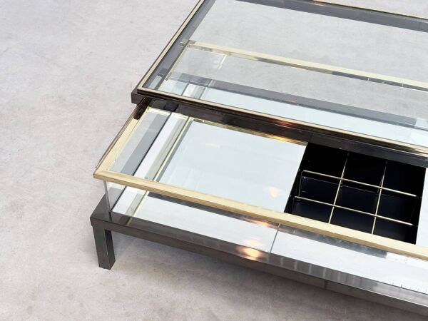 Table basse coulissante avec porte-bouteille attribuée à Maison Jansen