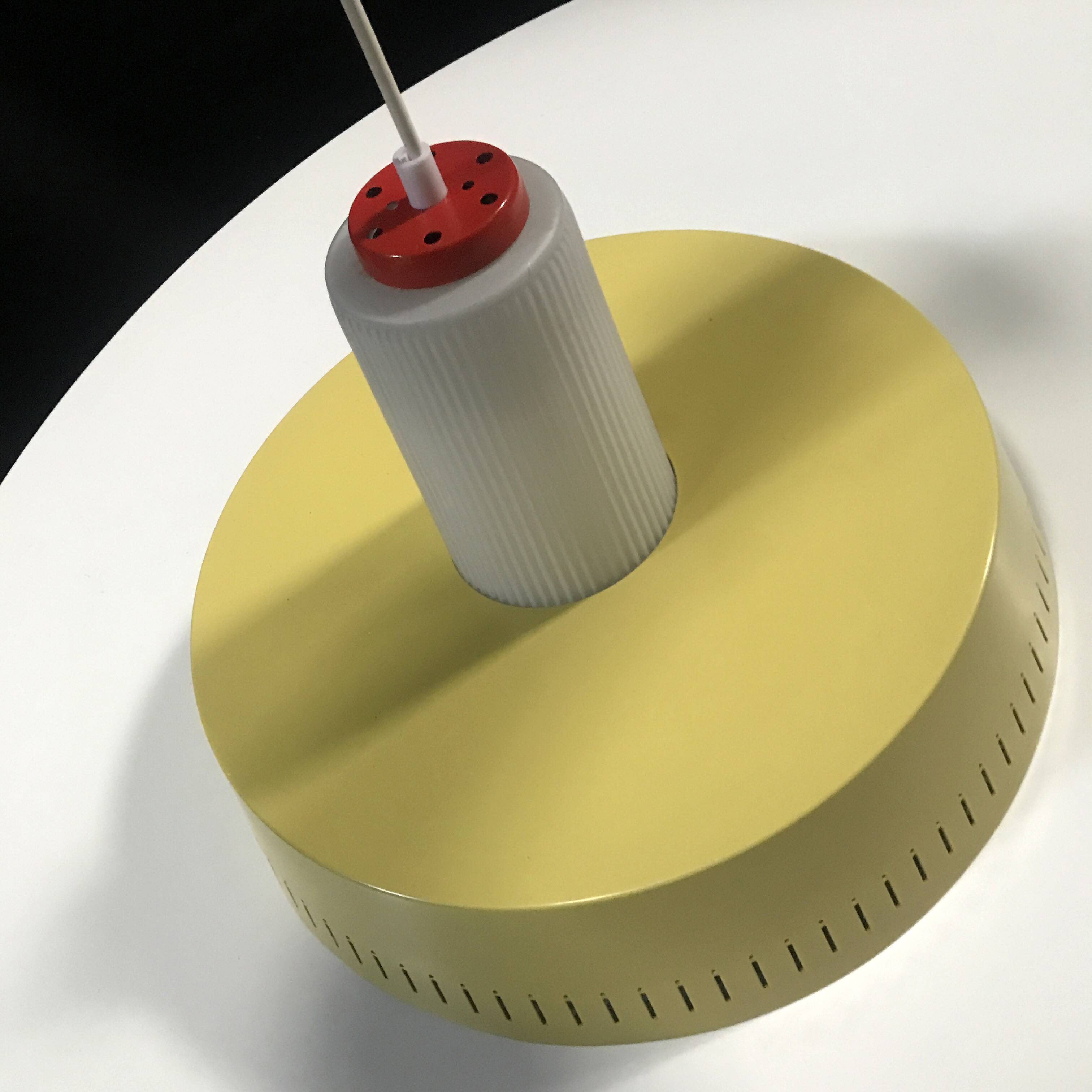 Pendant Lamp • Opaline & Perforated Metal • Jo Hammerborg • Fog & Mørup • 1960