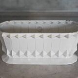 White enameled cast iron vase, art deco vase, art deco planter, collection