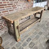 Ancien établi en chêne d'ébéniste ou menuiserie