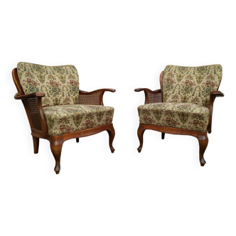 Set of 2 cane wood armchairs - cocktail - Chippendale