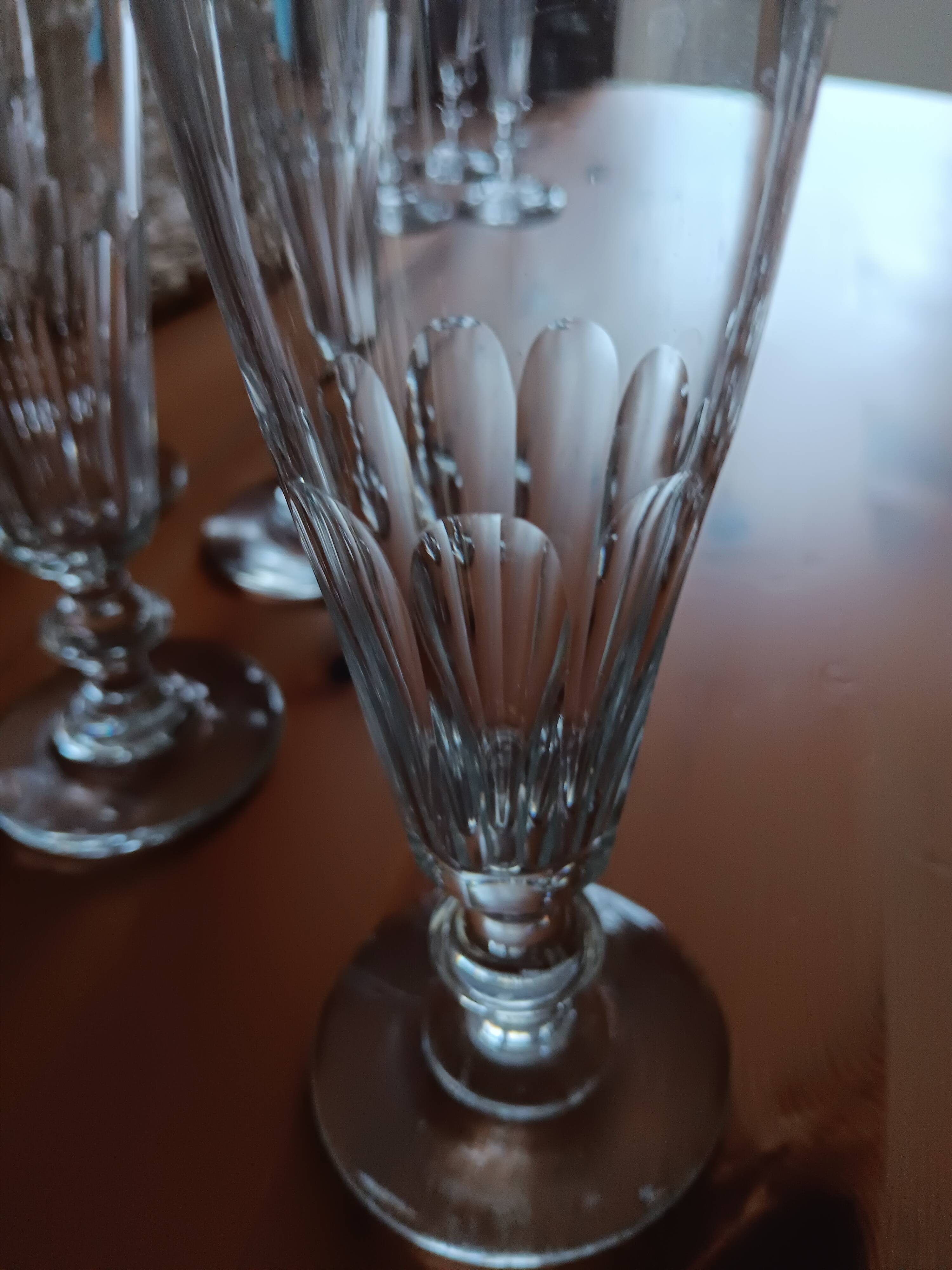 6 antique champagne flutes