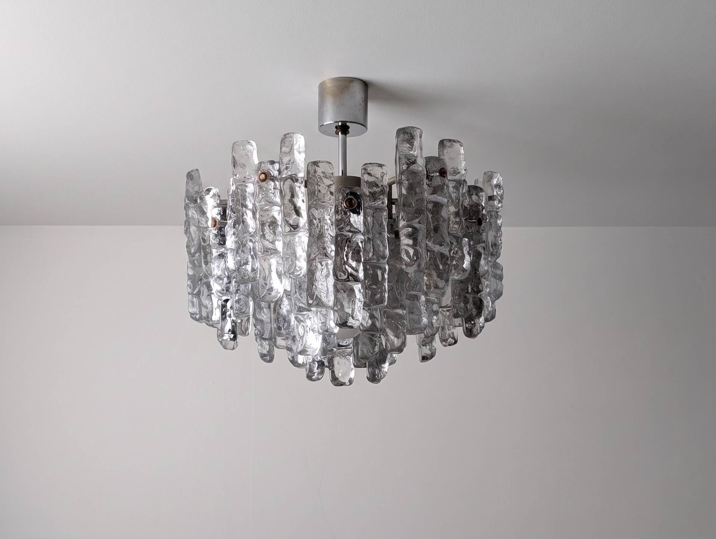 Kalmar Ice Glass chandelier, Austria, 1970s