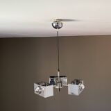 Space age pendant light. 1970. Chrome steel.