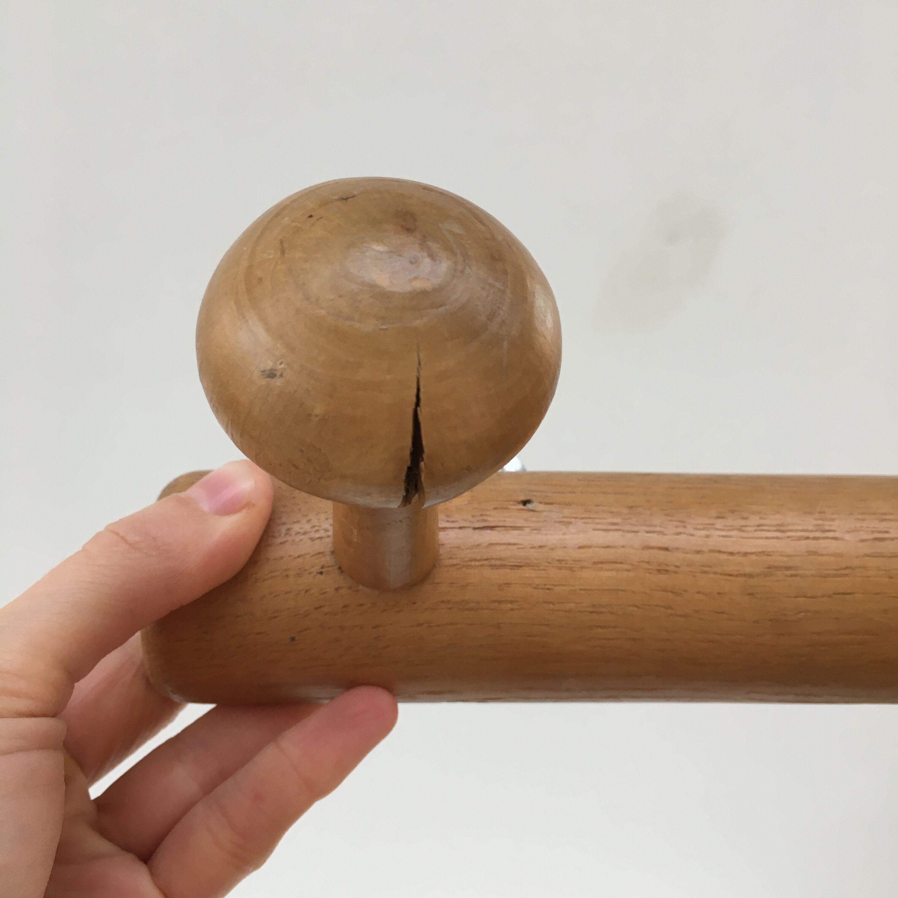 Vintage hook coat rack in solid wood