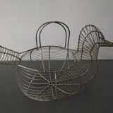 Vintage duck-shaped metal egg basket in very good condition