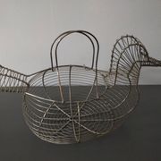 Vintage duck shaped metal egg basket in very good condition