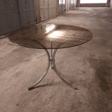 70's table Smoked glass, chrome legs