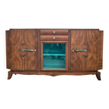Buffet 3 portes 2 tiroirs en placage de noyer 1960