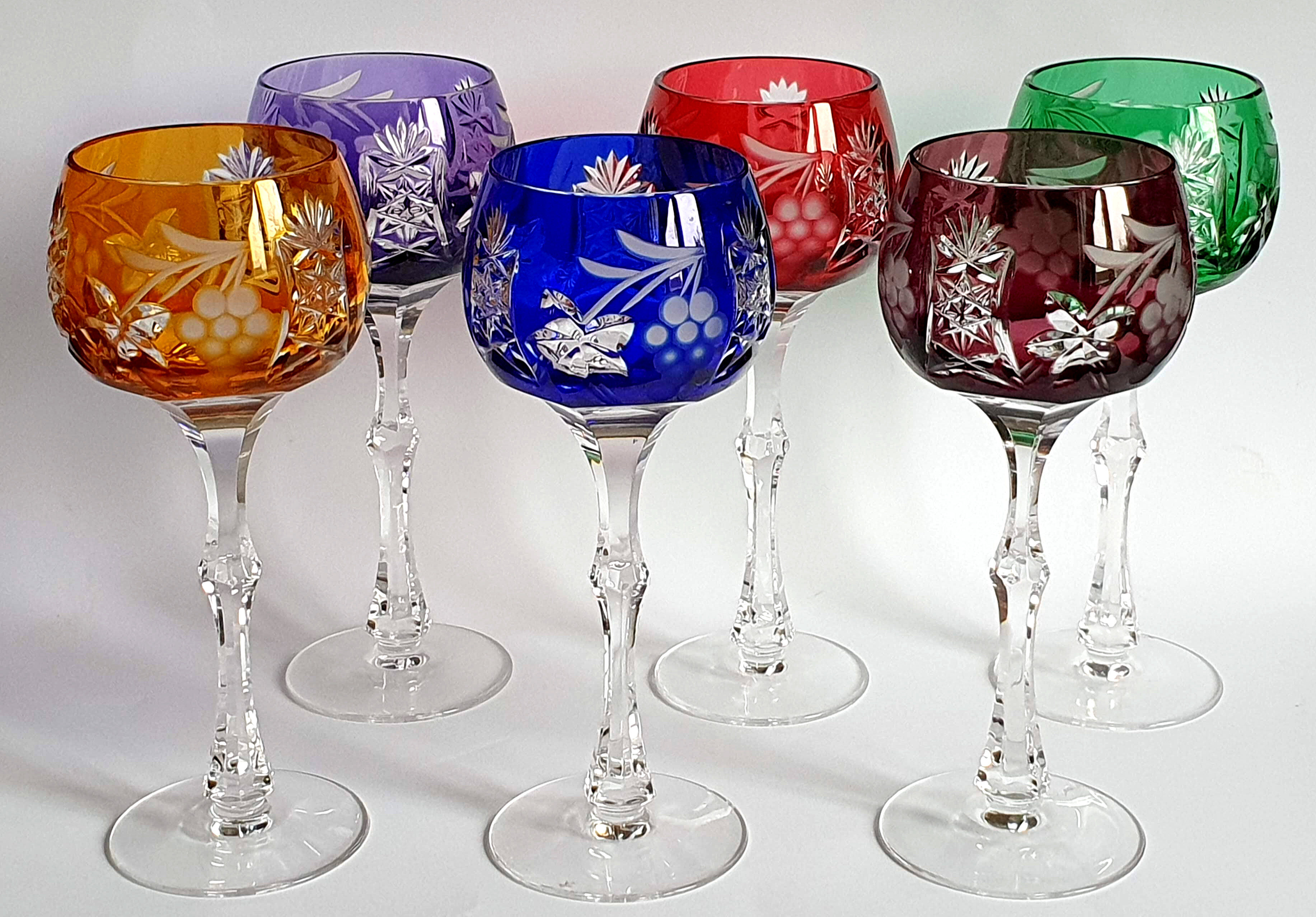 Coloured glasses from the Etzel crystal factory in Bitche Saint Louis