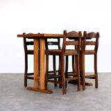 Vintage bar table with chairs | dining table | bar stools | 1950s