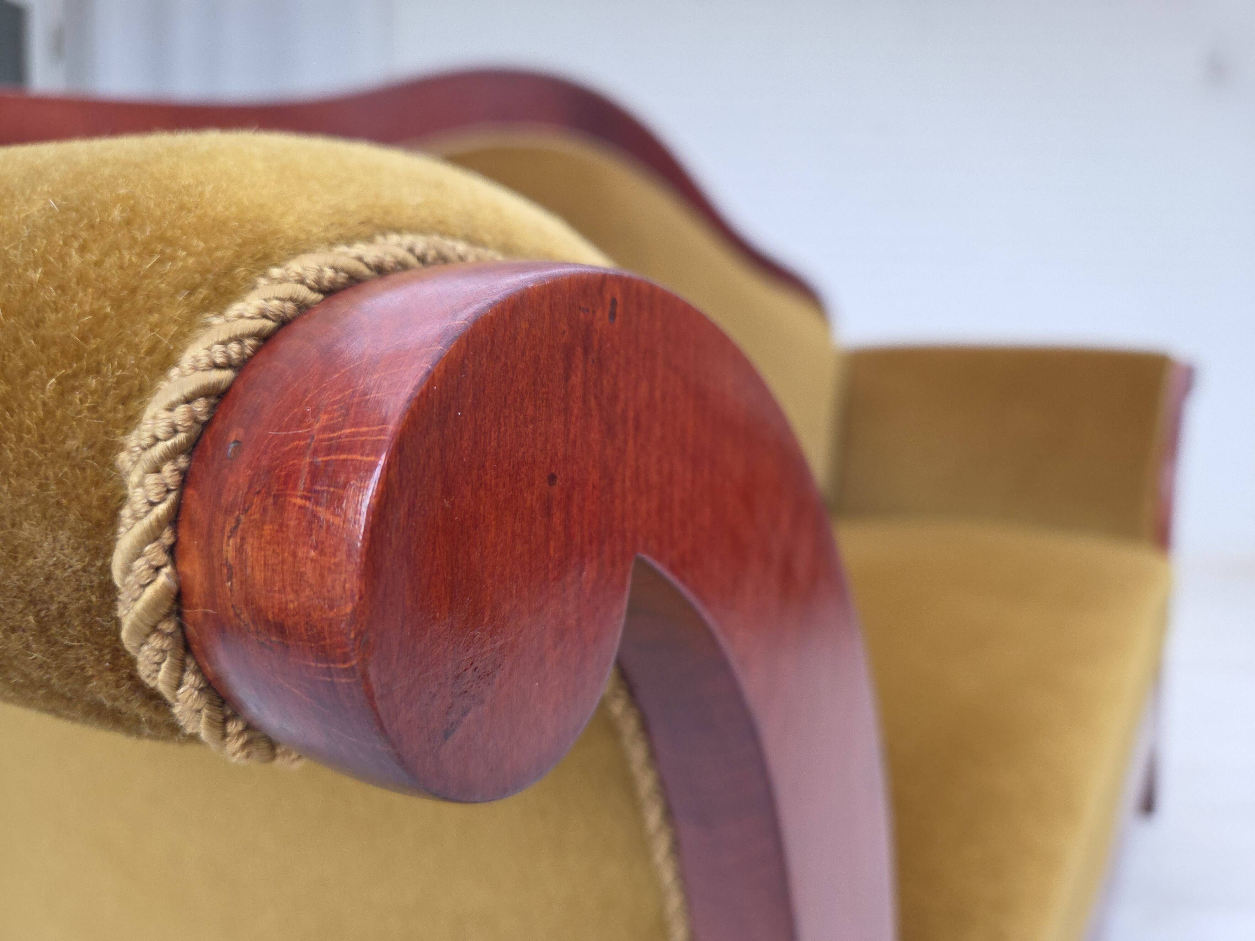 1950s, Danish 2-seater sofa in Biedermeier style, furniture velour.