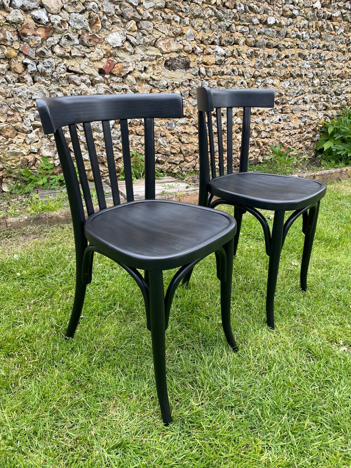 Pair of vintage 1930 black bistro chairs