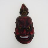 Ancien masque japonais en bois polychrome. Années 70 80