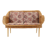 1970s Two-Seater Rattan Sofa by Uluv, Czechoslovakia
