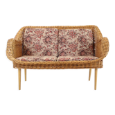 1970s Two-Seater Rattan Sofa by Uluv, Czechoslovakia
