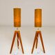 Pair of modern design teak wood lamps 1960