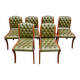 Suite de 6 chaises anglaise Cherterfield en cuir vert