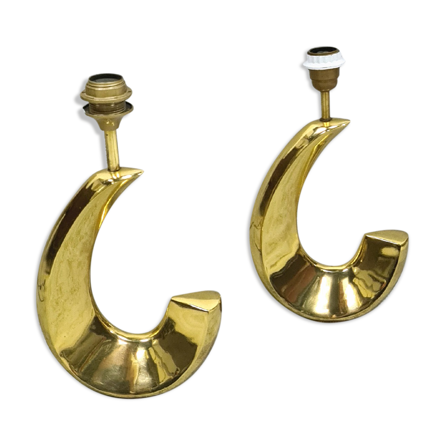 Ensemble de 2 pieds de lampe Hollywood Regency en laiton, années 1970