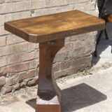 Brutalist console in solid wood worked with gouge & wrought iron, France 1950s