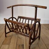 Bamboo and rattan magazine rack from the 70s