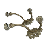Paire de patères porte manteaux bronze et verre Napoleon lll
