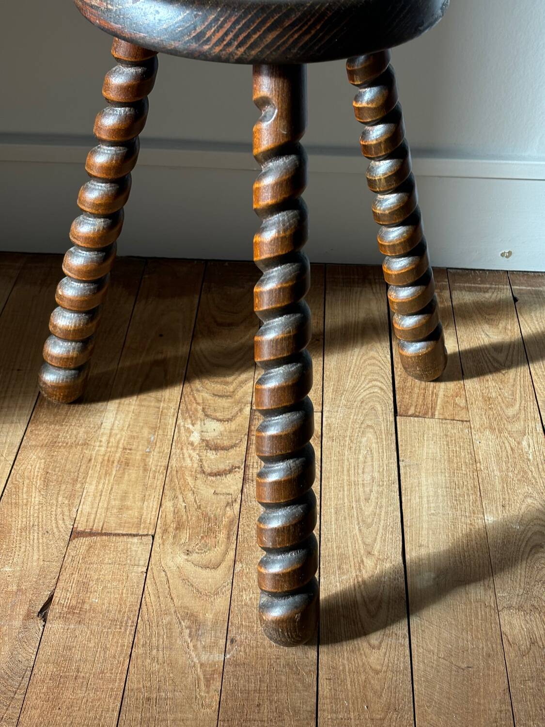 Turned wooden stool