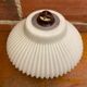 Antique Pendant Lamp Opaline White Saucer Shape Ribbed Vintage