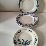 Set of 12 ironstone plates – Deep blue & red