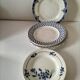 Set of 12 ironstone plates – Deep blue & red