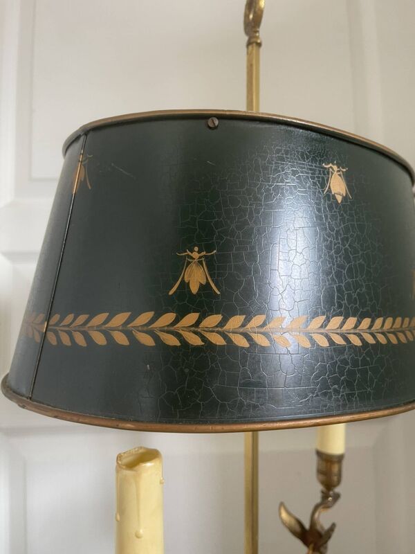 Ancien Lampe Bouillotte 2 Feux Cygne Lucien Gau Bronze Doré Empire Napoléon