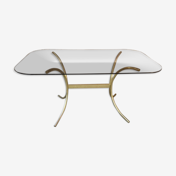 Brass and Glass Dining Table, Italy 1970