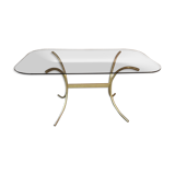 Table à manger en laiton et verre, Italie 1970