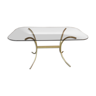 Brass and Glass Dining Table, Italy 1970