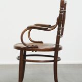 Chaise bistrot ancienne en bois avec accoudoirs