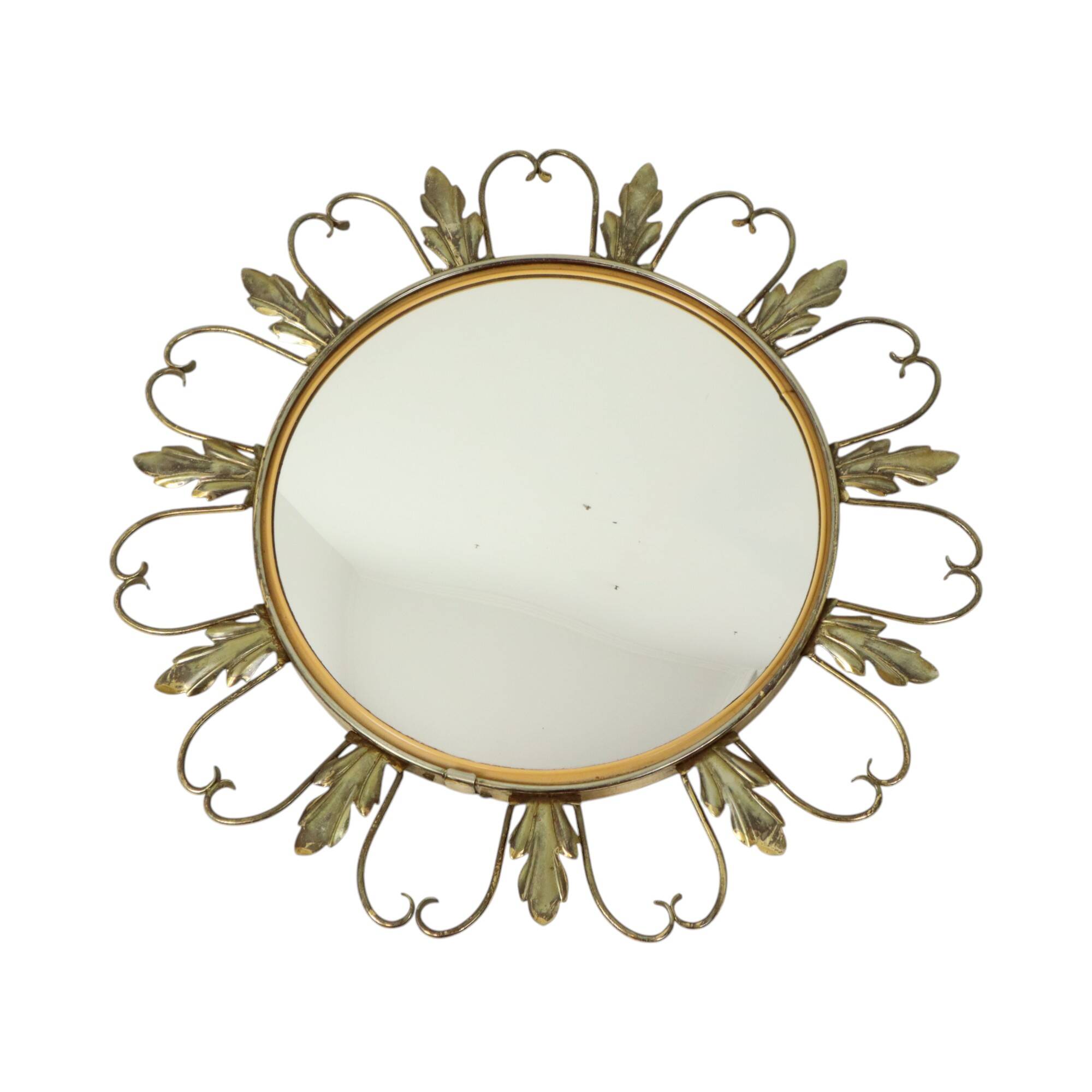 Vintage Fish Eye Convex Mirror Sunburst Witch Mirror Deknudt 46cm
