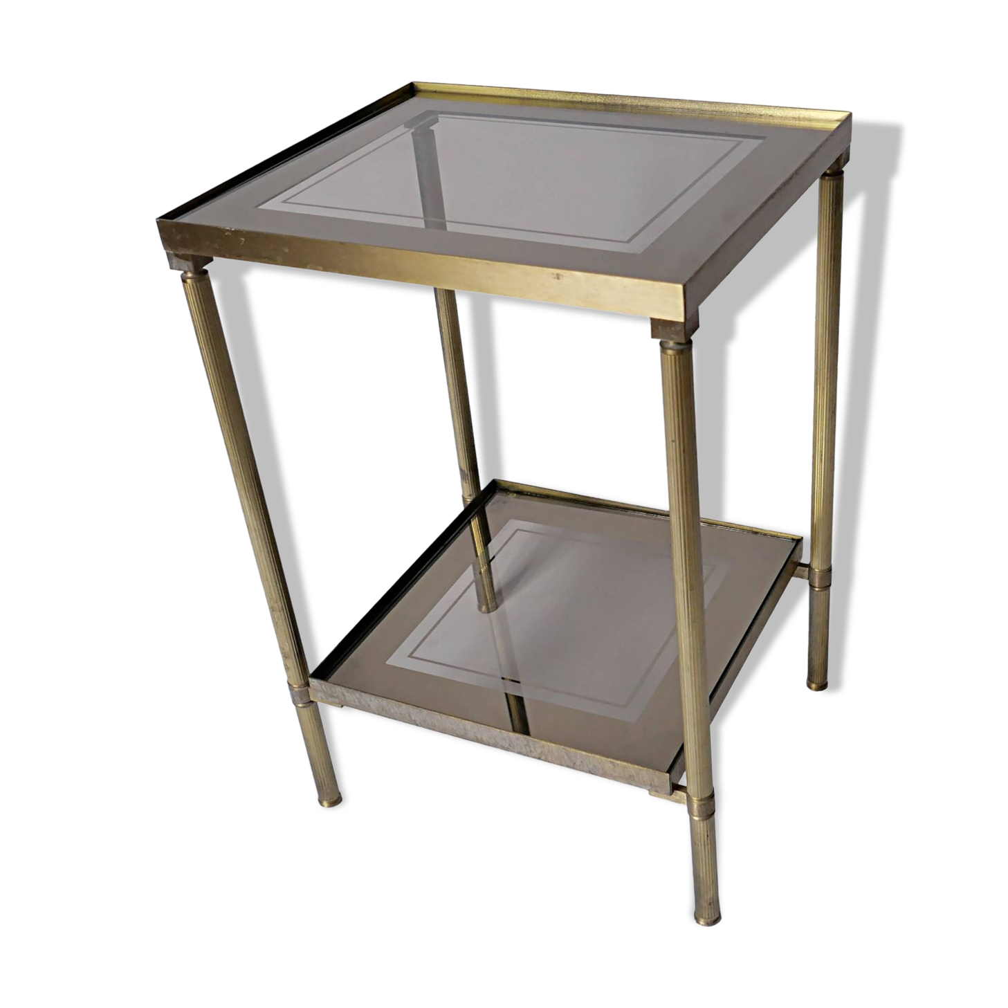 saddle table in brass smoked glass mirror old vintage Jansen house